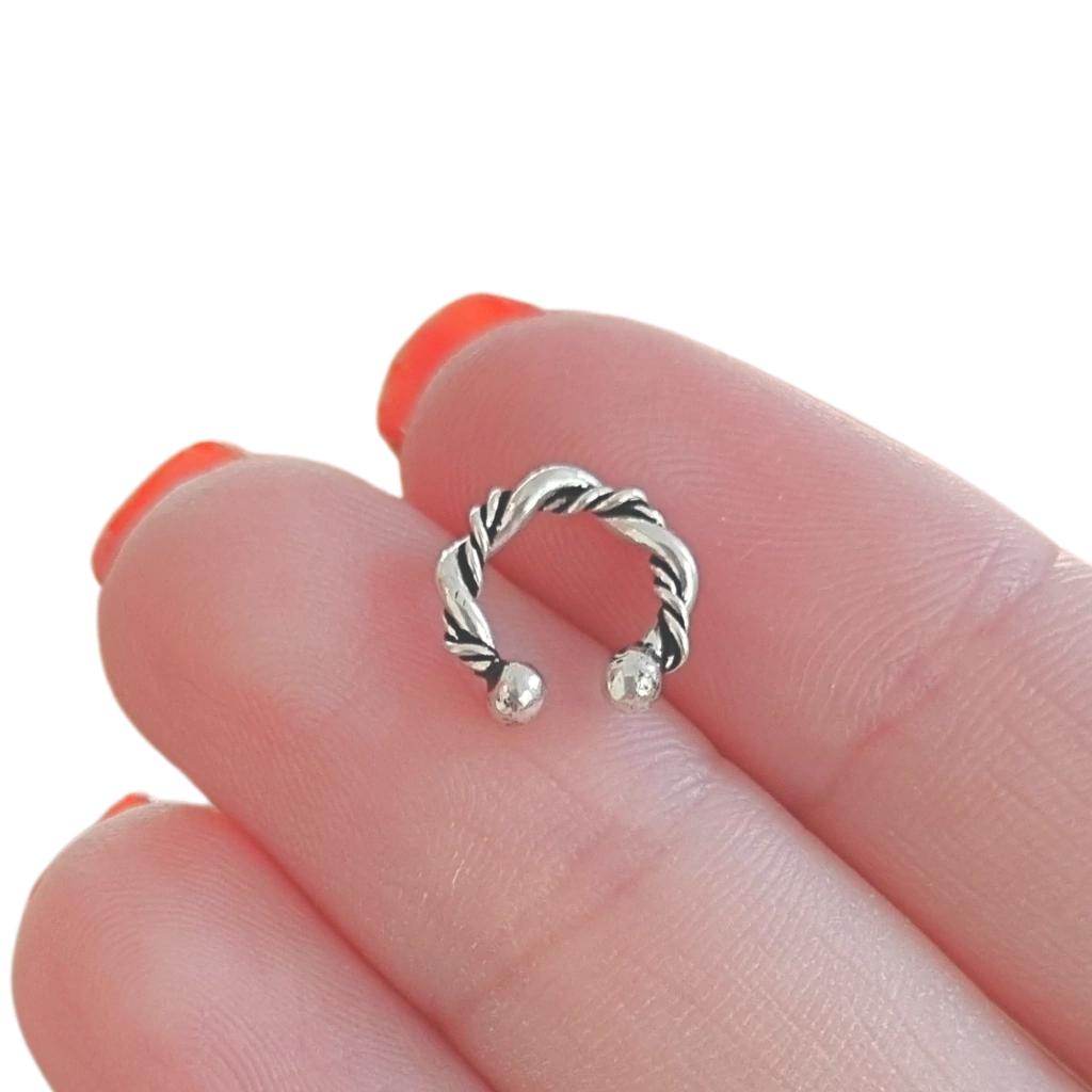 Aro Ear Cuff Bidu Trenzado de Plata 925 por Unidad
