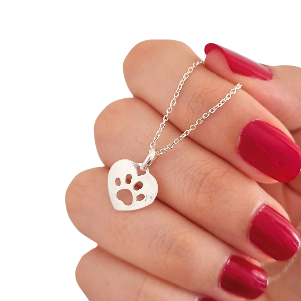 Cadena Forcet con dije Corazón con Huella calada de Plata 925