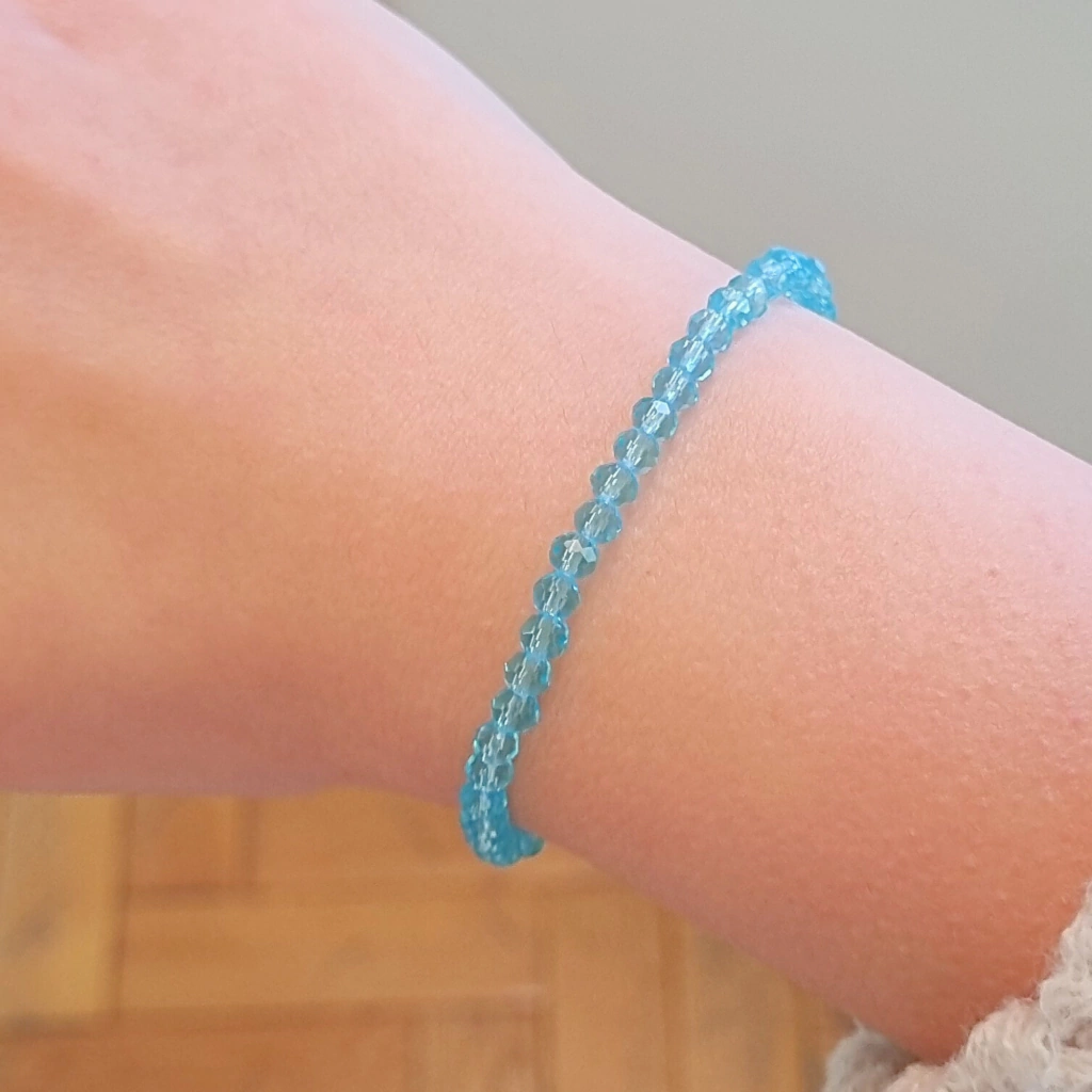 Pulsera 17cm cristal celeste con cierre de Plata 925