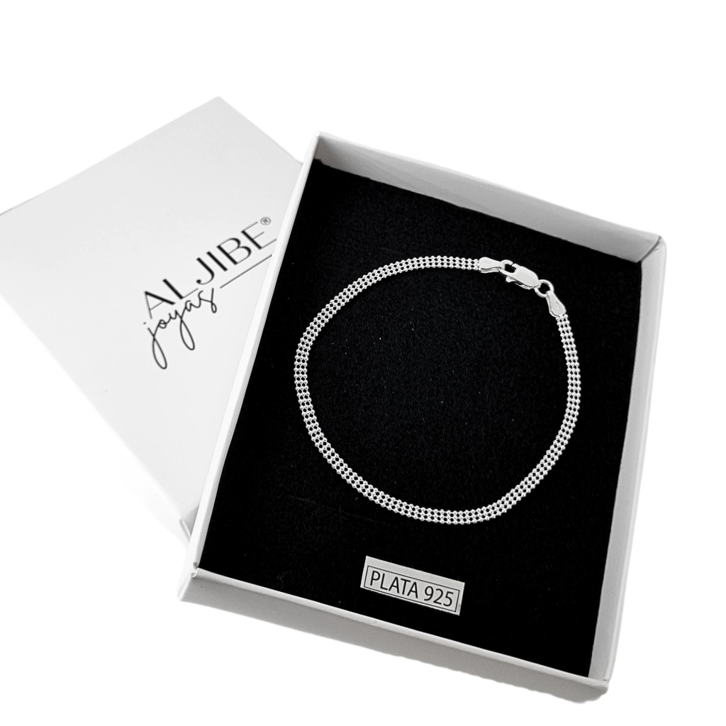 Pulsera Triple Bolitas de 19cm de Plata 925