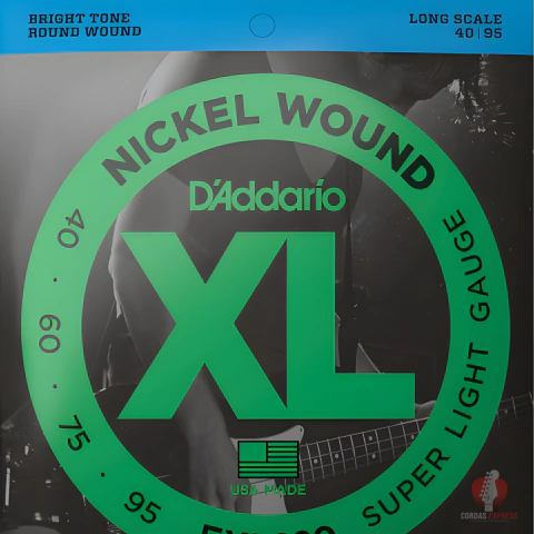 Encordoamento Baixo D'Addario 4 Cordas 40/95 (Long Scale) - EXL220 - comprar online