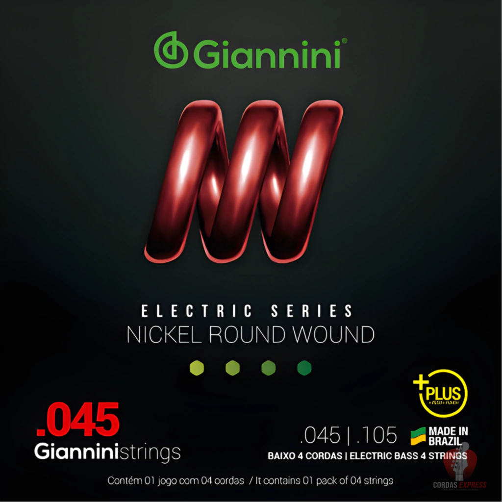 Encordoamento Baixo Giannini Plus 4 cordas 45/105 - GEEBRSP