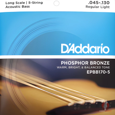 Encordoamento Baixolão D'Addario 5 Cordas Phosphor Bronze 45/130 - EPBB170-5 - comprar online