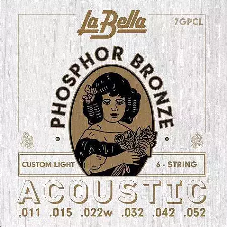 Encordoamento Violão Aço La Bella Phosphor Bronze Custom Lite 11/52 - 7GPCL
