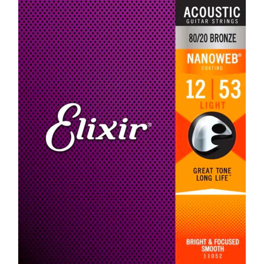 Encordoamento Violão Aço Elixir Bronze Nanoweb 12/53 - 11052 (Selo IZZO)