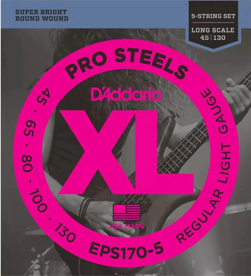 Encordoamento Baixo D'Addario Pro Steels 5 Cordas 45/130 - EPS170-5 - 009627