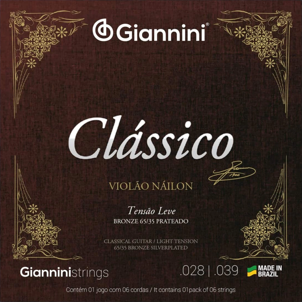 Encordoamento Violão Nylon Giannini Tensão Leve - GENWPL - 5934