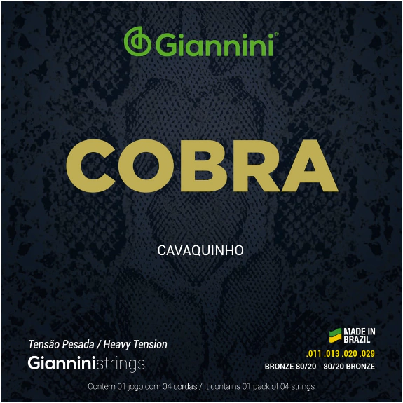 Encordoamento Cavaquinho Giannini Cobra Bronze Tensão Pesada 011 - CC82H
