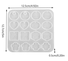 Molde silicona 16 dijes aros formas mitad texturada - comprar online