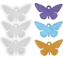 Molde silicona 3 mariposas collar llavero para resina - comprar online