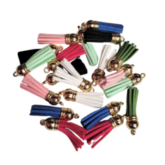 Borlas fleco gamuza dorado surtivo x 100u