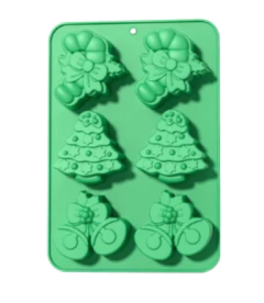 MOLDE SILICONA 6 FIGURAS NAVIDAD ARBOL CAMPANA BASTON