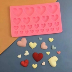 Molde silicona 25 corazones mix tamaños