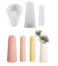 MOLDE DE SILICONA FLORERO RAYADO + VELA LISA 2 EN 1 - comprar online