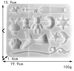 Molde silicona 13 formas osos sirena patita perro delfin - comprar online