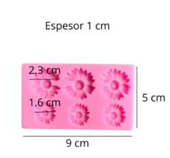 MOLDE SILICONA 6 MINI GIRASOLES SIN UN PETALO 2 TAMAÑO - comprar online