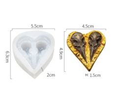 Molde silicona corazón 2 pájaros góticos - comprar online