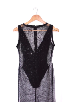 Vestido Brilho Midi Trasnparência