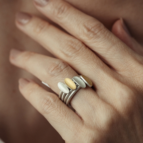 Anel Ella oval mini + Anel Ella oval mini com ouro