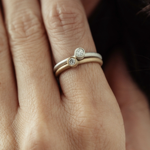 18 gold Dia ring + Silver Dia ring
