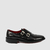 Zapato de Mujer Doble Hebilla Picado Flor Negro Alto Brillo (401554)