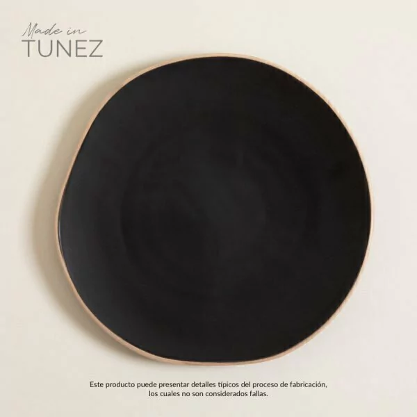 PLATO PLAYO MONASTIR NEGRO CON BORDE NATURAL SET X6