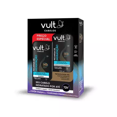 Kit Vult Cabelos Recarga de Hidratação – Shampoo + Condicionador (2x200ml)