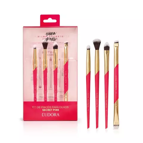 Kit Pincéis para Olhos Secret Pink nova versão - Niina Secrets