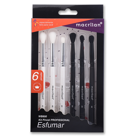 Kit WB800 com 6 pincéis para esfumar - Macrilan