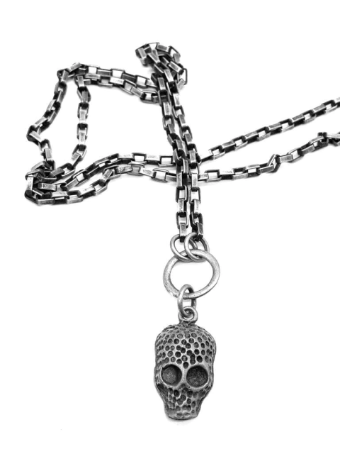 Collar Calavera Metal Plata Vieja/816