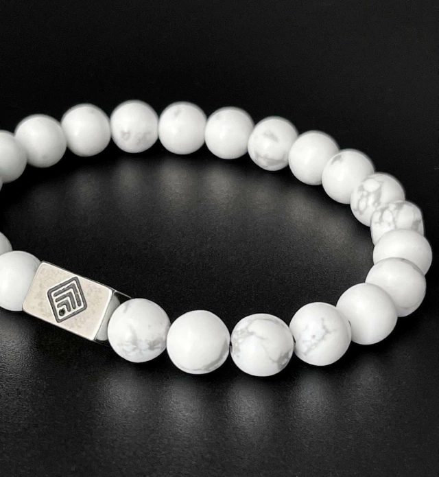 Pulsera De Piedra Howlita Blanca 19 Cm/66 thumbnail 2