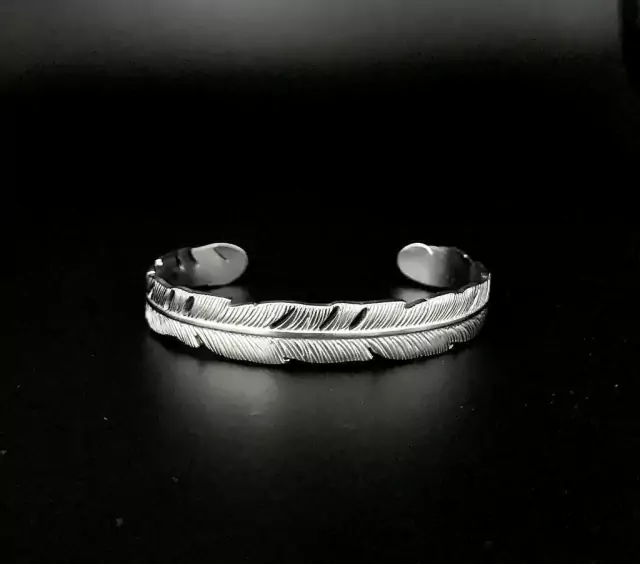 Pulsera Brazalete Pluma De Acero Quirúrgico /148 thumbnail 2