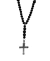 Rosario de Perlas de vidrio y Volcánica con Cruz de Acero macizo/464