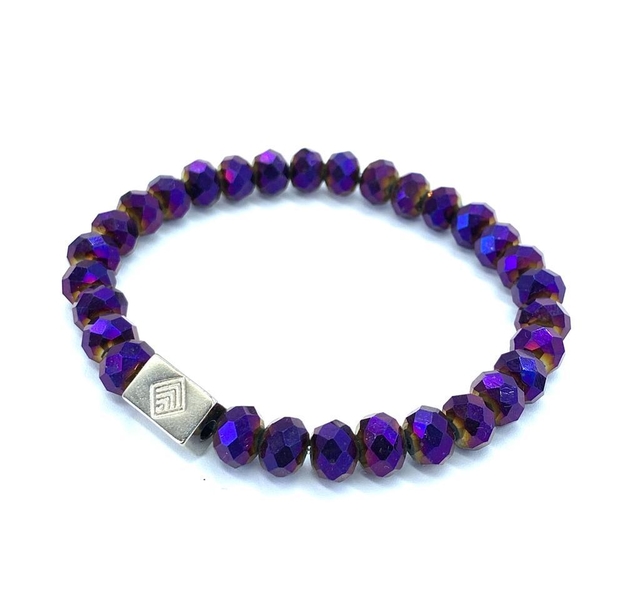 Pulsera De Cristal Facetado Tornasol Violeta 19 Cm/302 thumbnail 2