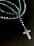 Rosario Cristal de Roca turquesa tornazolado y Cruz de Acero macizo/472 - Legado