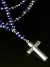Rosario Cristal de Roca Azul tornazolado y Cruz de Acero macizo/473 - comprar online