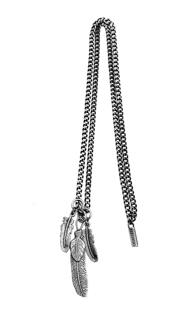 Collar 3 Plumas Metal Plata Vieja/809 thumbnail 2