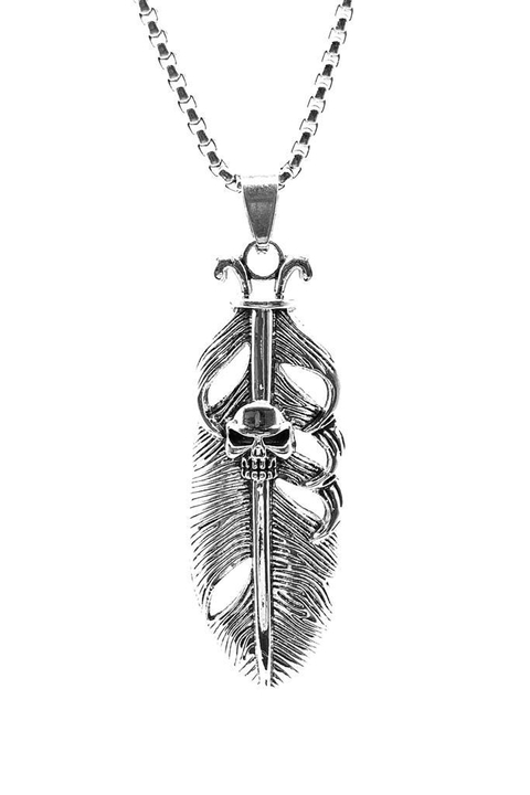 Collar Pluma Calavera B/545