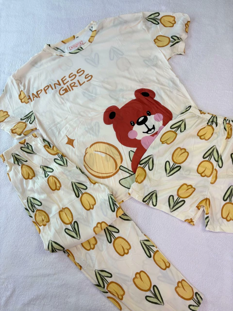 PIJAMA 3 PIEZAS BEIGE