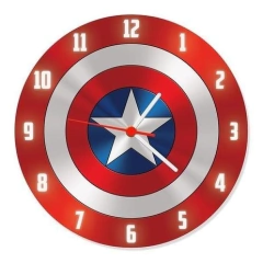 RELÓGIO DE PAREDE ESCUDO CAPITÃO AMÉRICA