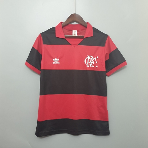 Camisa Retrô Flamengo I 1982 - Torcedor Adidas Masculina - Vermelha e Preta