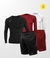 3 Camisetas Térmica Segunda Pele + 2 Calções Masculino Bermuda com Bolso Proteção UV