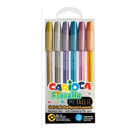 Roller Gel Carioca Fiorella Metalizado - Set x6 Colores 1mm