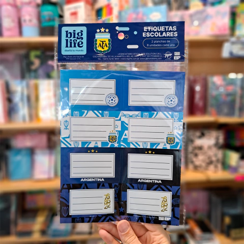 Etiquetas Escolares Big Life AFA Selección Argentina - Diseño Oficial 3 Estrellas ⭐️⭐️⭐️