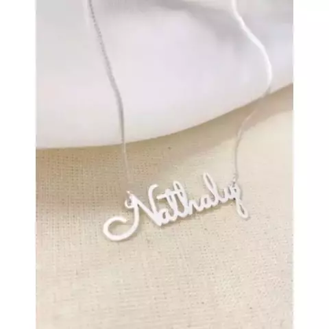 Colar com Nome Personalizado Manuscrito em Prata 925 - Fonte mais Fina- Sacramento