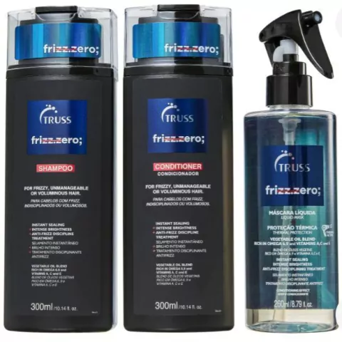 Truss - Kit Frizz Zero: Shampoo Frizz Zero 300ml + Condicionador 300ml + Spray Frizz Zero 260ml