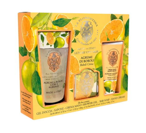 Kit La Florentina Frutas Cítricas - Creme para as Mãos 75 ml + Sabonete em Barra 106 g + Gel de Banho 200 ml - comprar online