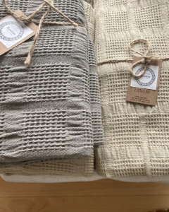 Manta algodon wafle color beige 135x160cm - comprar online