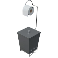 SUPORTE P/ PAPEL HIGIENICO C/ LIXEIRA CINZA - STD