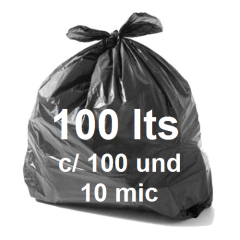 SACO DE LIXO 110 LT C/ 100 - PRETO (10 MIC) 75 X 90 CM